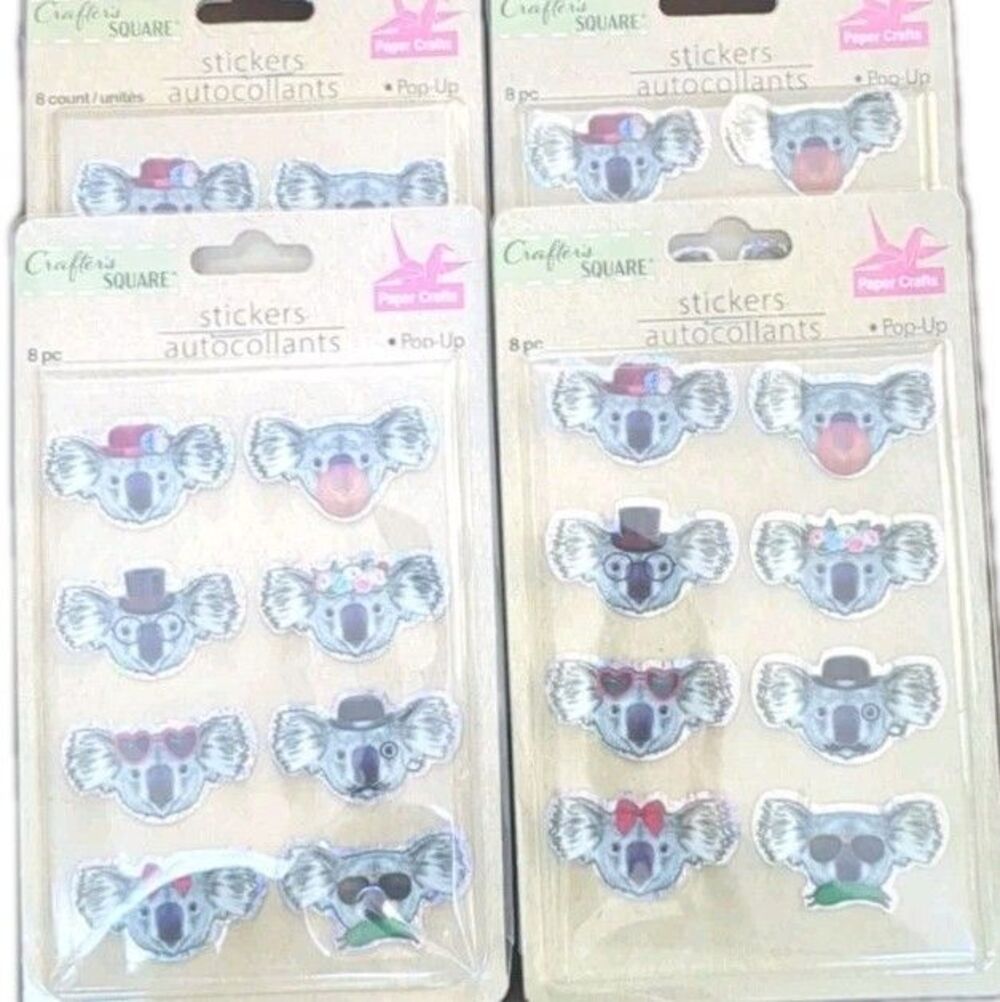 (4) NEW Koala Bears Sticker Pack Sheet Dimensional Pop-Up - 8 stickers each - Picture 2 of 4